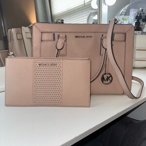 Michael Kors Dillon Satchel with matching wristlet - Dusty Rose